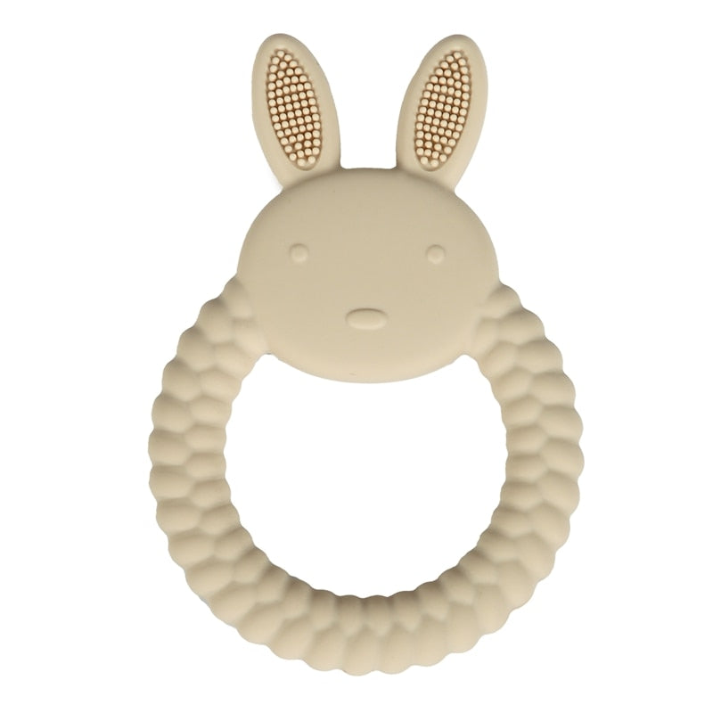 1pc Baby Teether Silicone Bracelet BPA Free  Cute Animal Silicone Pendant Wood Ring  Teething Rattle for Baby Accessories Toys