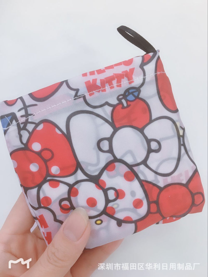 Sanrio Hello Kitty Small Folding Shopping Bag Melody Polyester Eco Bag Cartoon Shoulder Bag Handbag