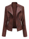 Autumn Winter Pu Faux Leather Jackets Women Long Sleeve Zipper Slim Motor Biker Leather Coat Female Outwear Tops