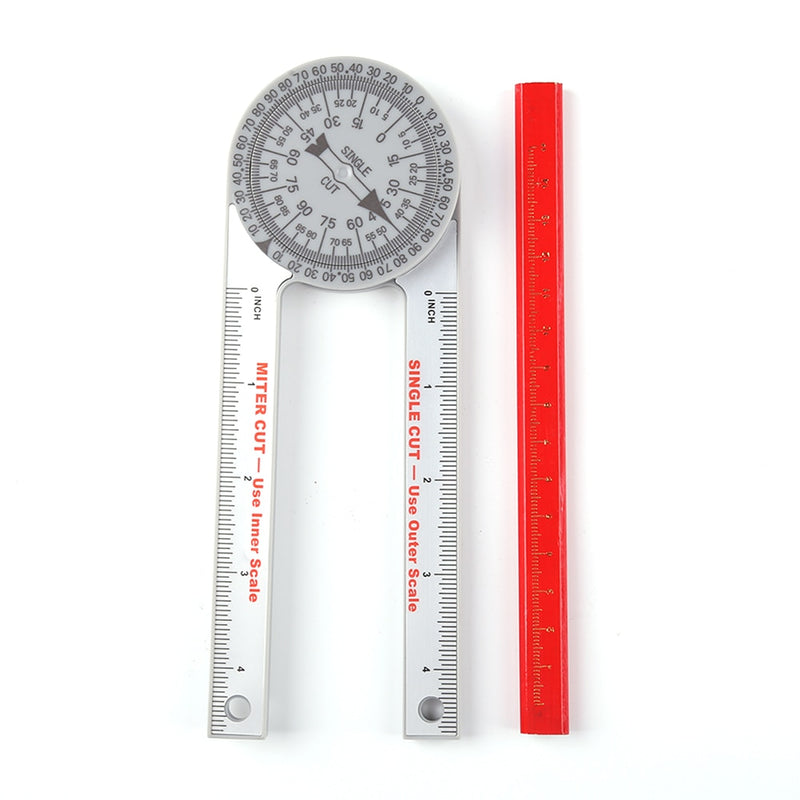 Woodworking Scale Mitre Saw Protractor Angle Level with Marking Pencil Carpenter Angle Finder Measuring Ruler Meter Gauge Tools