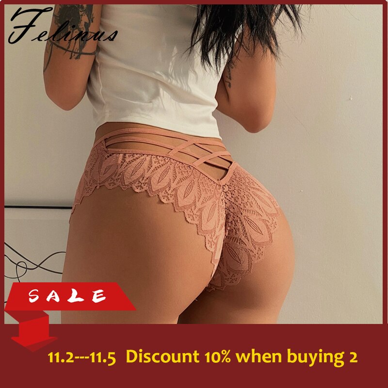 Felinus New Panties Women Lace Underwear Sexy Low-Waist Briefs Hollow Out G String Underpant Solid Comfortable Female Lingerie