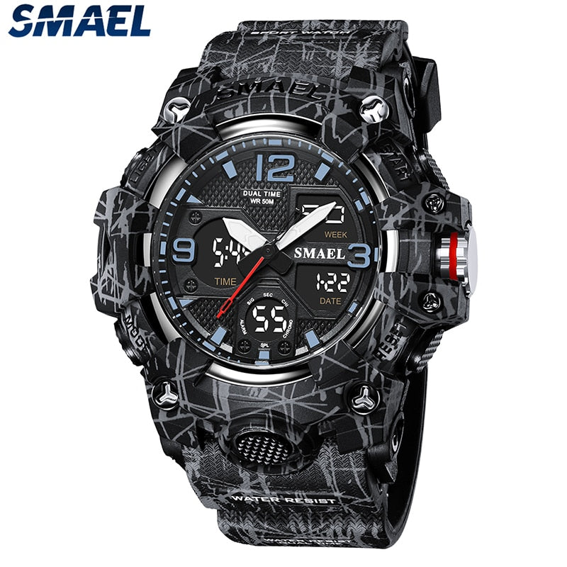 Sport Watch Military Watch For Men Alarm Clock Stopwatch LED Digital Back Light Dual Time Display 8008 Men&