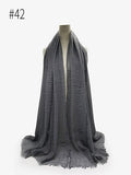Pleated Plain Hijab Scarf Muslim Women Cotton Crinkle Headband Veil Scarves 2021 Fashion Islamic Headscarf Head Wraps Turban