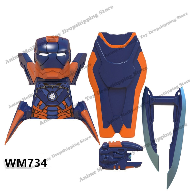 XP193 D009 WM718 Mark suit Disney anime movie figurine dolls mini plastic action toy figures Assemble blocks Christmas gifts