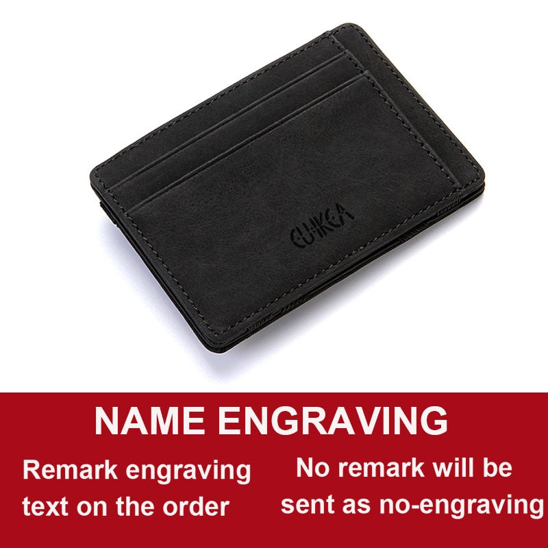Mini Men Card Holder Wallets Zipper Coin Pocket Slim Magic Male Wallet Quality PU Leather Credit Bank Card Case Small Men Purses