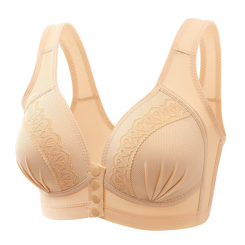 3PCS New Arrival Large Size Front Button Comfortable Gather Bra Breathable Thin Section Without Steel Ring Women Underwear 105