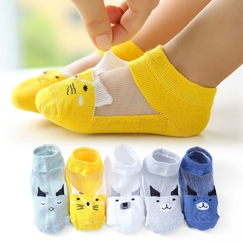 Cotton Baby Short Socks 5 Pairs Toddler Boys Girls Summer Mesh Thin Sock Kids Children Colorful Socks 5 pairs WMF043