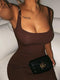 FSDA Square Neck Sleeveless Bodycon Mini Dress Basic Women Summer Black Backless Party Sexy Yellow Clubwear 2020 Dresses