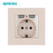 SRAN EU Power socket socket with usb for home,Dual Usb plug 5V 2A PC Panel 86*86mm Usb wall socket Smart LED ON/OFF 16A Outlets