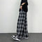 Black and White Plaid pants Oversize New Women Casual Loose Wide Leg Trousers Ins Retro Teen Straight Trousers Hiphop Streetwear