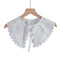 Royal Style Cotton Fake Collar Shawl Wrap Hollow Out Floral Lace Ruffled Trim Necklace Pointed Triangle Lapel Blouse