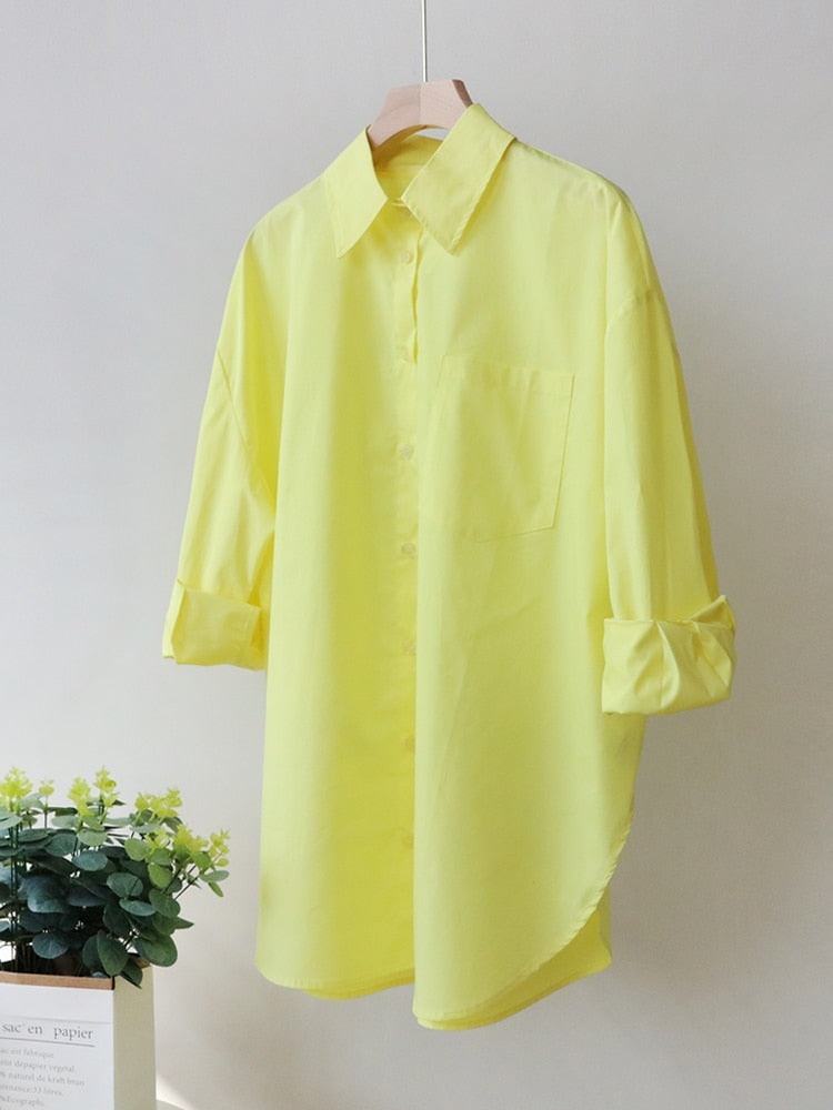 Basic Candy Colors Shirt Women&