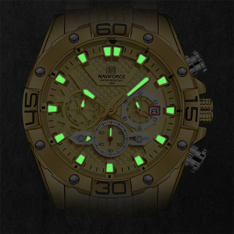 NAVIFORCE Watches For Men 2022 Luxury Original Classic Quartz Clock Analog Chronograph Sports Waterproof Steel Band Wrist Watch