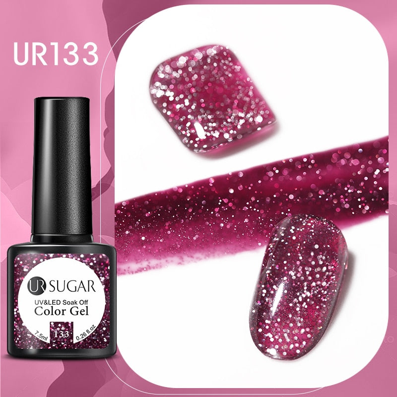 UR SUGAR Sparkling Gel Nail Polish Reflective Glitter Nail Gel Semi Permanent Nail Art Varnish For Manicures Need Base Top Coat