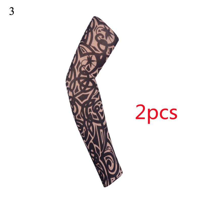 1PC Street Tattoo Arm Sleeves Sun UV Protection Arm Cover Seamless Outdoor Basketball Riding Sunscreen Arm Sleeves For Men Women
