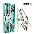 8/12/20Pcs Metric Hand Tap and Die Set M3-M12 Screw Thread Plugs Straight Taper Reamer Tools