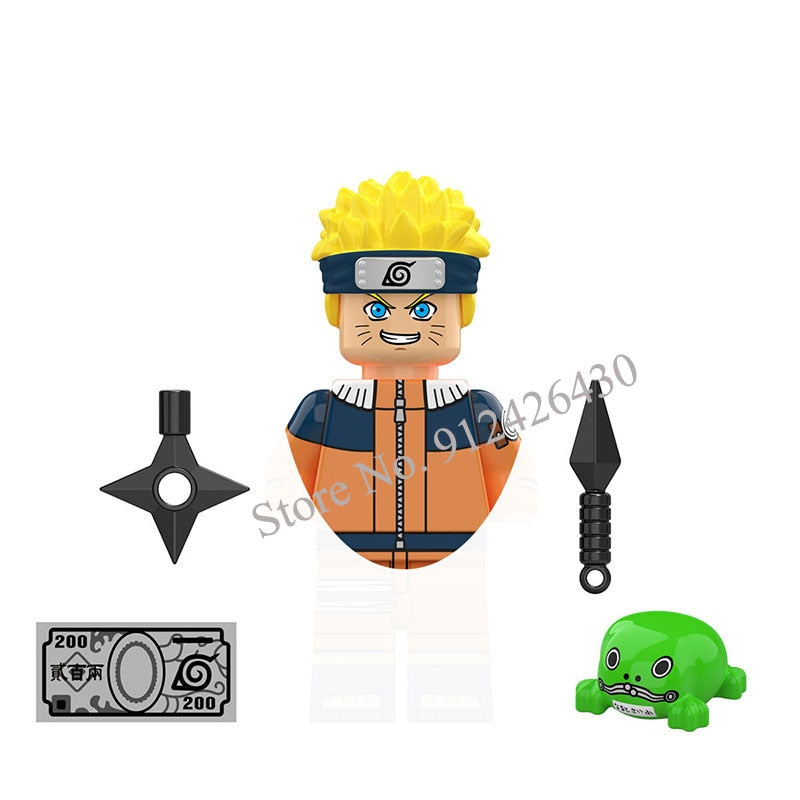 Naruto Sasuke Kakashi Akatsuki bricks Building Blocks Anime cartoon Mini Action Figures Heads Assembly Toys kids Christma Gifts