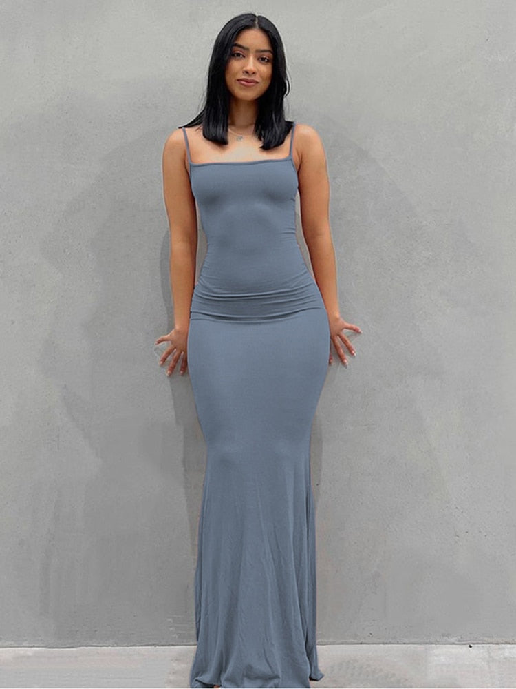 Hugcitar Satin Slip Sleeveless Backless Slim Sexy Maxi Dress 2022 Spring Women  Party Y2K Concise Bodycon Elegant  Clothing