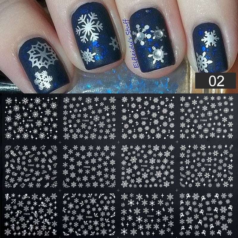 12 Designs Nail Stickers Set Mixed Floral Geometric Nail Art Water Transfer Decals Sliders Flower Leaves Manicures Decoration