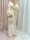 Ramadan Eid Fashion Puff Sleeve Muslim Abayas Robe Musulmane Abaya Elegant Silky Muslim Arab Worship Service Clothing Wy824