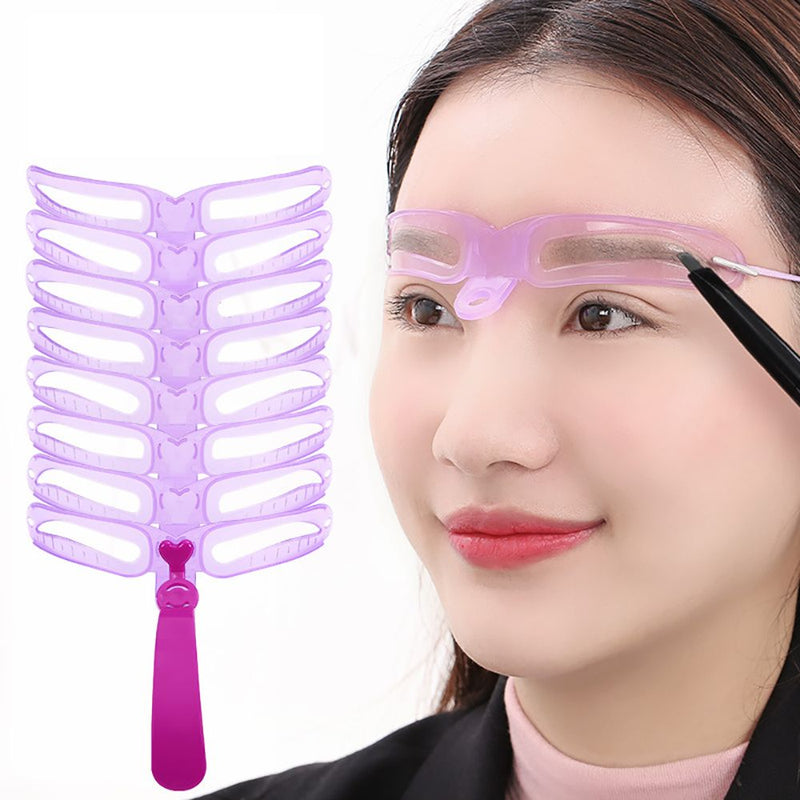 8pcs\lot Eyebrow Stencil Reusable Eyebrow Shaper Brow Stamp Template Eyebrows Shape Set Eye Brow Makeup Tools and Accessories