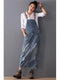 Women Loose Denim Dress Ladies Bleached Holes Denim Dress Female Spaghetti Strap Ripped Vintage Denim Dresses