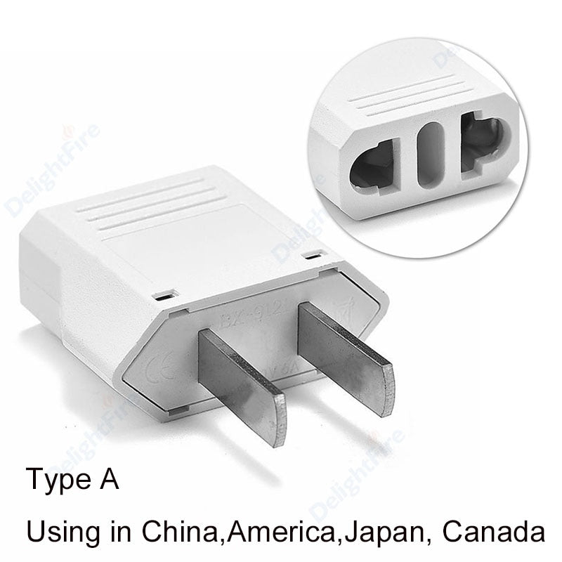 1-100pcs 4.0/4.8mm EU Plug Adapter EU US Israel To Euro KR BR Brazil Plug Converter American Travel Power Adapter Plug Socket