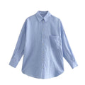 PB&amp;ZASpring 2022 Women&#39;s Versatile Long Sleeve Lapel Front Patch Pockets Side Slit Hem Buttoned Closure Linen Shirt