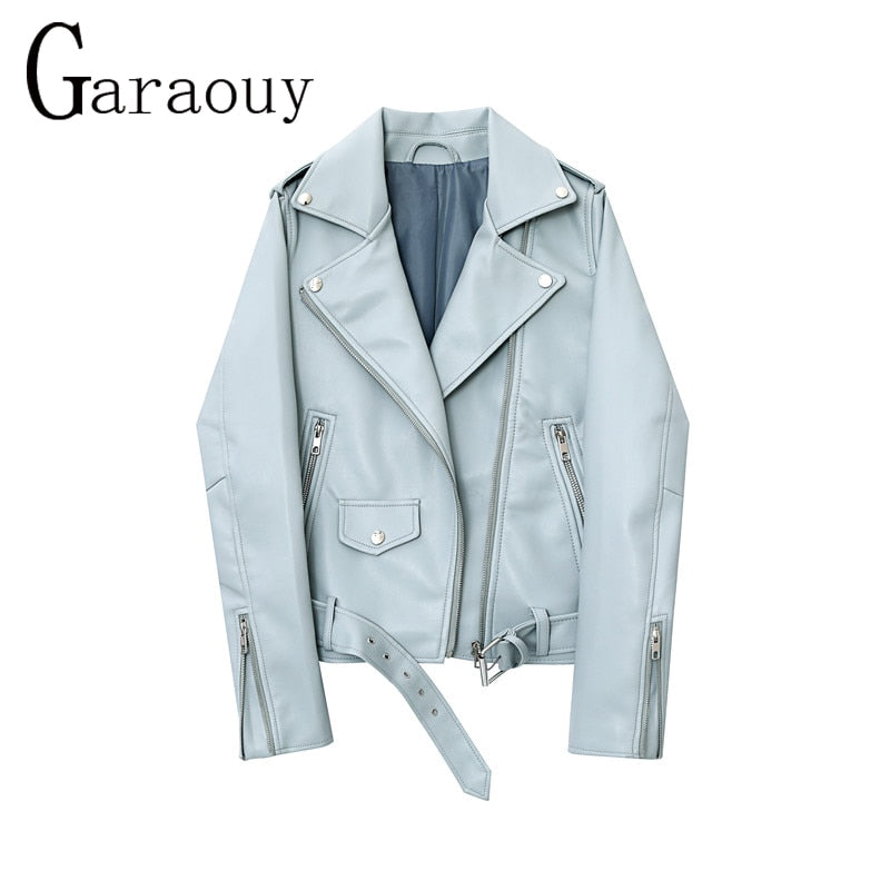 New 2022 Spring Autumn Pu Faux Leather Jacket Women Purple Zipper Slim Short Biker Jackets Coat Female Outwear Veste Femme Tops