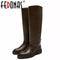 FEDONAS 2023 Ins ZA Genuine Leather Knee High Boots For Women Thick Heeled Autumn Winter Warm Shoes Woman High Motorcycle Boots