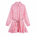 2022 Fashion Women Pleated Dress Party Drawstring Dresses Long Sleeve Female Street Outfit Floral Printed Elegant Casual Summer