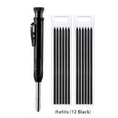 Solid Carpenter Pencil with Refill Leads and Built-in Sharpener for Deep Hole Mechanical Pencil Marker Marking Woodworking Tools