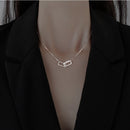 Exquisite Crystal Hollow Double Square Necklace Pendant Clavicle Chain Korean Choker Ins