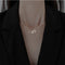 Exquisite Crystal Hollow Double Square Necklace Pendant Clavicle Chain Korean Choker Ins