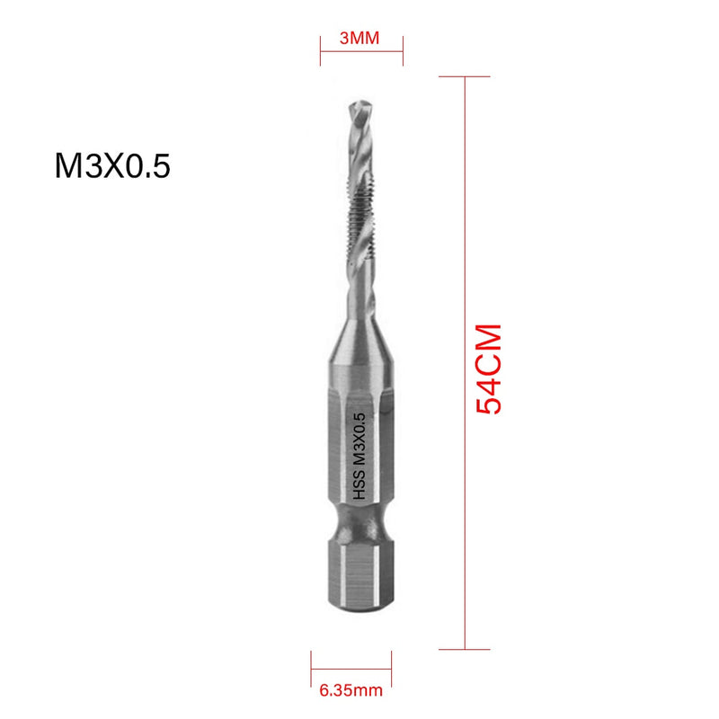 New Titanium Plated Hex Shank HSS Screw Thread Metric Tap Drill Bits Screw Machine Compound M3 M4 M5 M6 M8 M10 Hand Tools