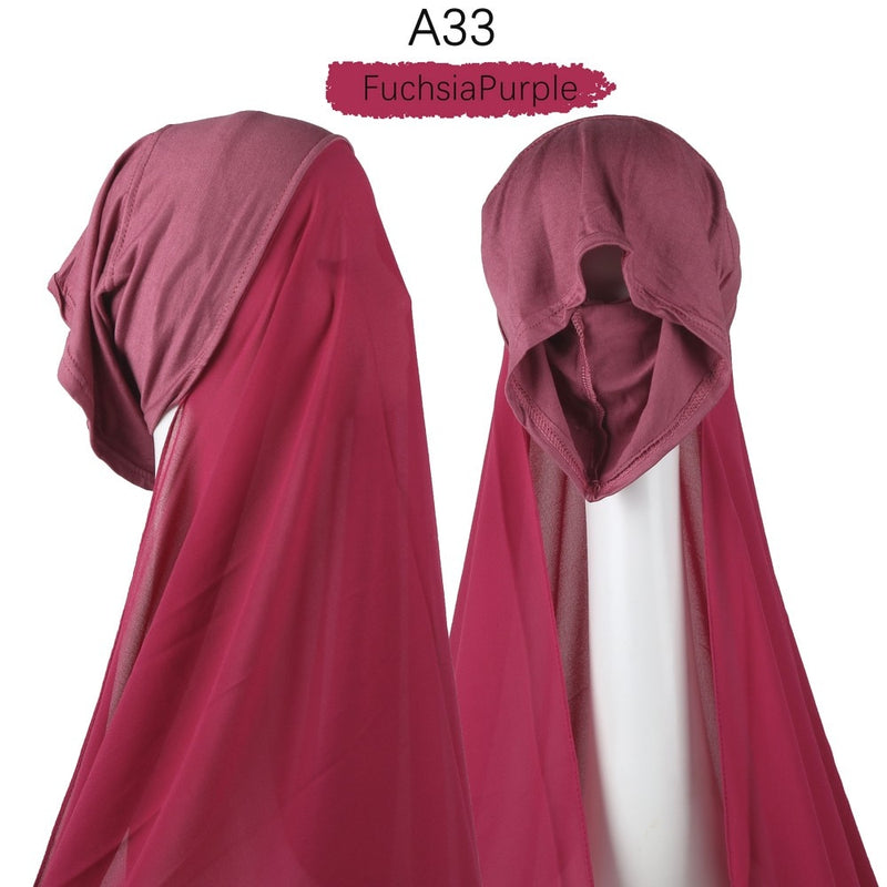 Women Muslim Instant Chiffon Hijab With Cap Underscarf Bonnet HIjabs  Scarf Islam Headscarf Headwrap Turbante