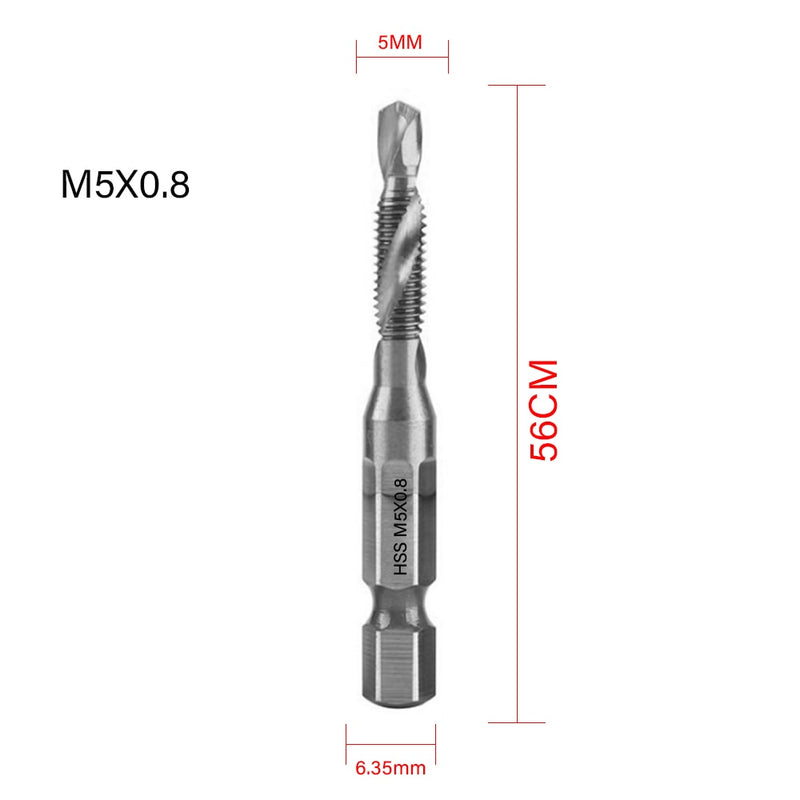 New Titanium Plated Hex Shank HSS Screw Thread Metric Tap Drill Bits Screw Machine Compound M3 M4 M5 M6 M8 M10 Hand Tools