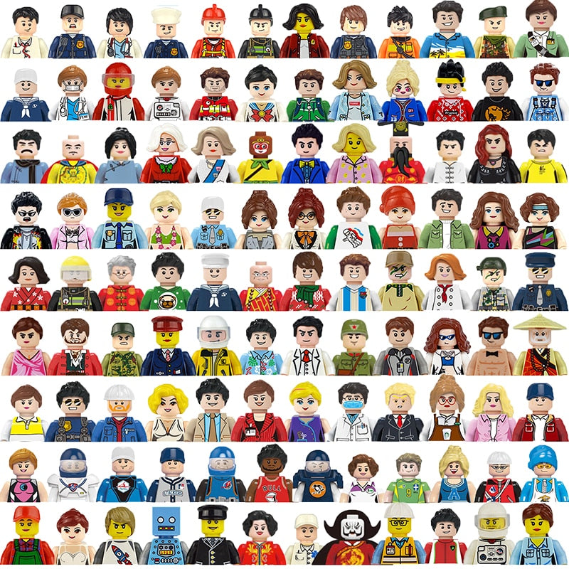 Mini City Professional Worker Figures Building Block Police Girls Fireman Military Soldier Movies Characters Figurine Bricks Toy