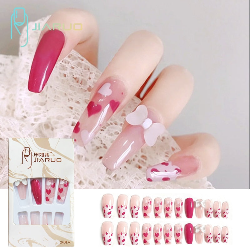 Fake Nails Art Nail Tips Press on False with Designs Set Full Cover Artificial Short Packaging Kiss Display Clear Tipsy Stick