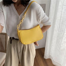Female Leather Solid Color Chain Handbag Retro Casual Women Totes Shoulder Bags Fashion Exquisite Shopping Bag