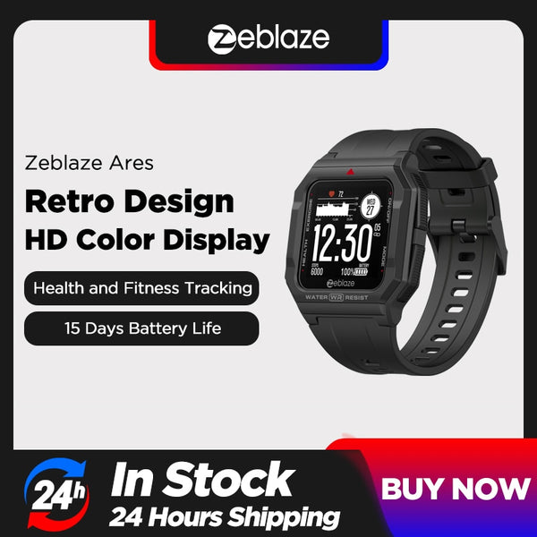 NEW 2021 Zeblaze Ares Heart Rate Tracking Smartwatch Multi Watch Face 3 ATM 15 Days Battery Life Smart Watch For IOS &amp; Android