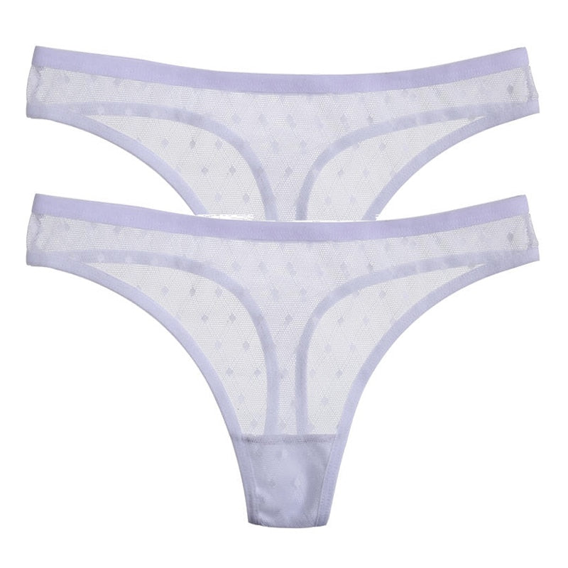 2PCS/Set Lace Sexy G-String Thongs Transparent Women&