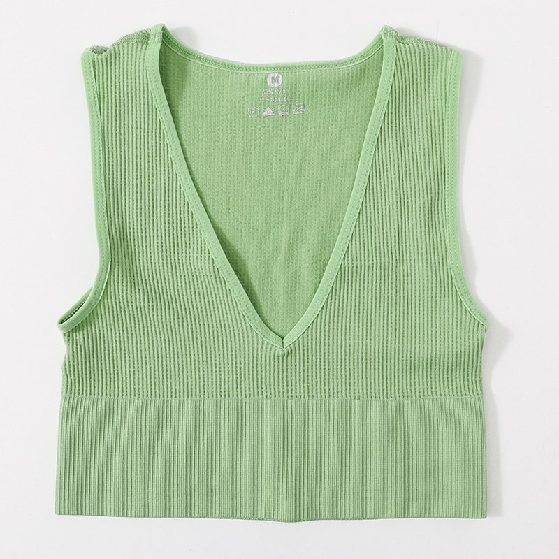 Vintage Crop Top Women Seamless Underwear Sexy Lingerie Female Tanks Vest Harajuku Deep V Neck Summer Camis Crop Top Camisole