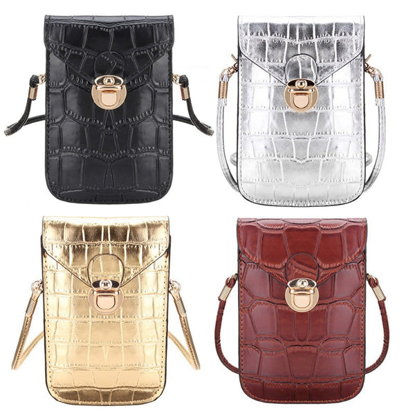 Silver Mobile Phone Mini Bags Small Clutches Shoulder Bag Crocodile Leather Women Handbag Black Clutch Purse Handbag Flap