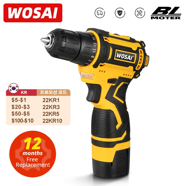 WOSAI 16V MAX Brushless Cordless Drill 32N.m Electric Screwdriver 25+1 Torque Settings 2-Speeds MT-Series Power Tools