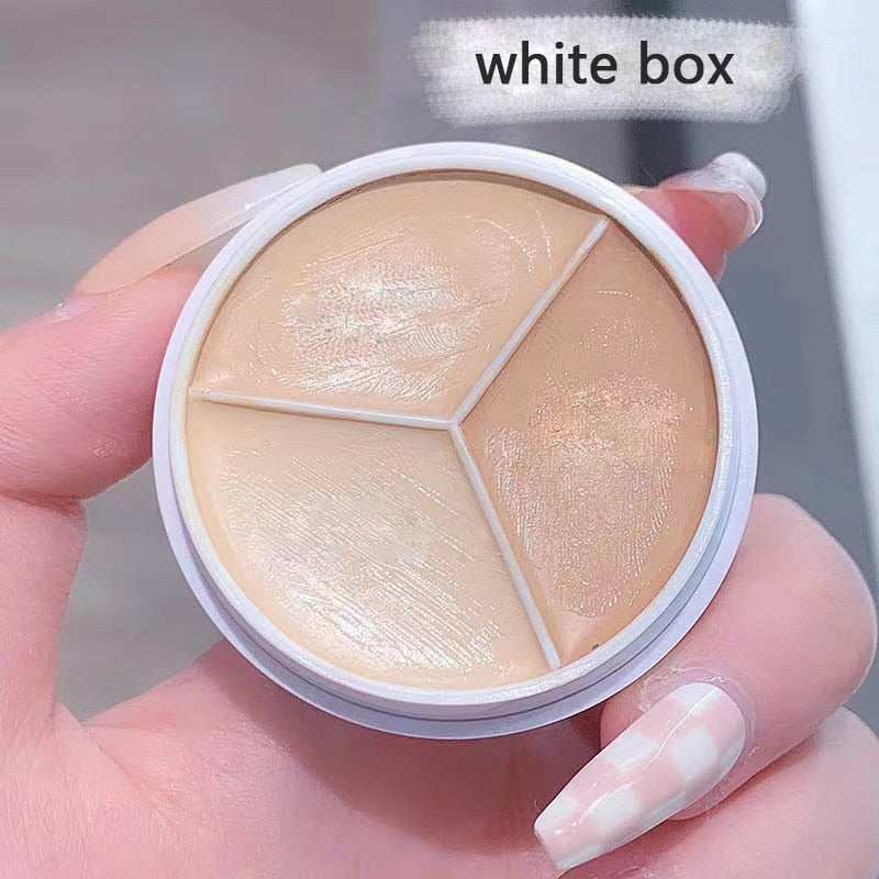 3-Color Concealer Palette Long Lasting Cover Dark Circles Acne Pores Cream Shading Highlighter Moisturize Face Makeup Cometics