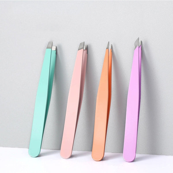 1 Pcs 4 Styles Tip Flat Eyebrow Tweezers Stainless Steel Point Tip Slant Hair Removal Beauty Makeup Tools Accessory
