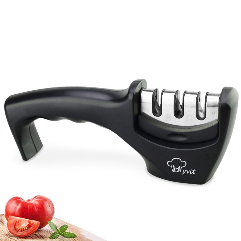 Knife Sharpener 4 in 1 Diamond Coated&amp;Fine Rod Knife Shears and Scissors Sharpening stone System Stainless Steel Blades
