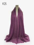 Pleated Plain Hijab Scarf Muslim Women Cotton Crinkle Headband Veil Scarves 2021 Fashion Islamic Headscarf Head Wraps Turban