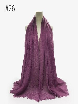 Pleated Plain Hijab Scarf Muslim Women Cotton Crinkle Headband Veil Scarves 2021 Fashion Islamic Headscarf Head Wraps Turban